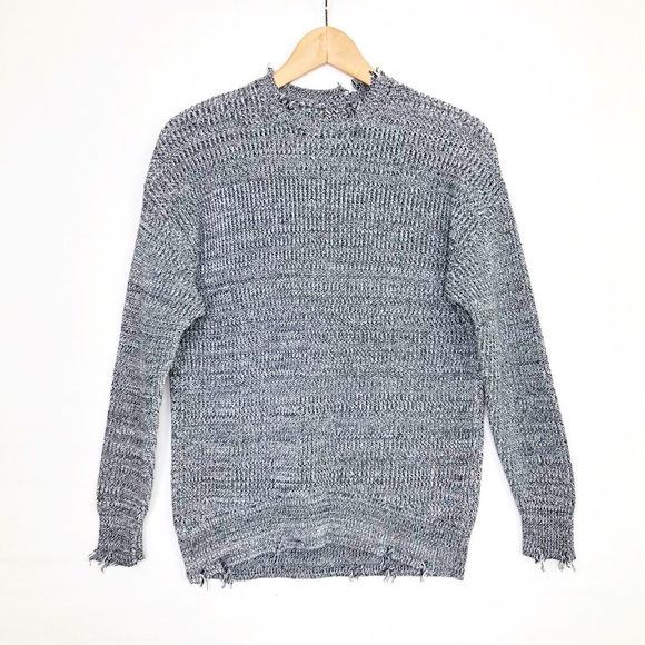 Pistola gray heathered distressed, crewneck sweater - Picture 1 of 10